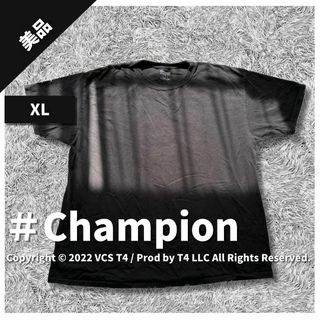 チャンピオン(Champion)の【美品】チャンピオン Tシャツ 半袖 XL 黒 ロゴ刺繍 シンプル ✓2492(Tシャツ/カットソー(七分/長袖))