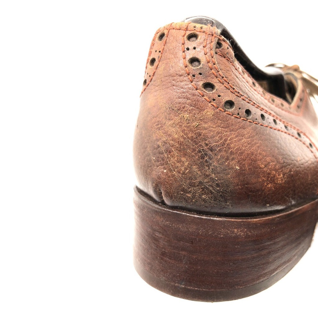 イタリア製 umberto romagnoli ウィングチップ レザーシューズ ブラウン (メンズ 8) 中古 古着 KA0956 メンズの靴/シューズ(ドレス/ビジネス)の商品写真