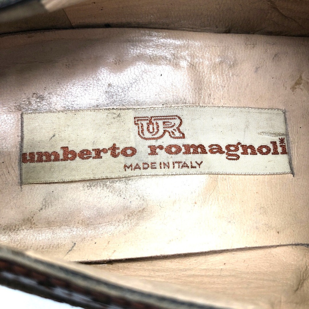 イタリア製 umberto romagnoli ウィングチップ レザーシューズ ブラウン (メンズ 8) 中古 古着 KA0956 メンズの靴/シューズ(ドレス/ビジネス)の商品写真