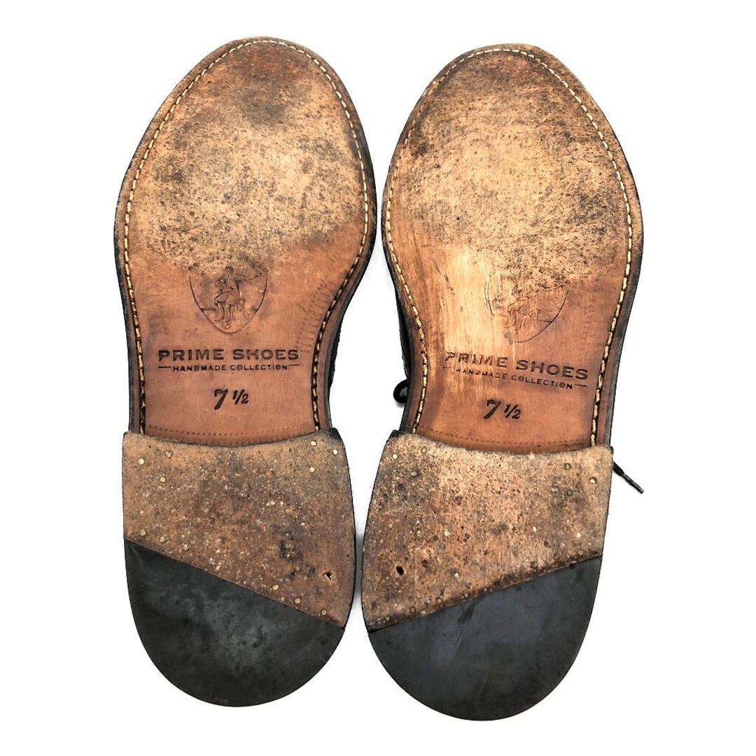 PRIME SHOES ウィングチップ レザーシューズ ブラック (メンズ 7 1/2) 中古 古着 KA0960 メンズの靴/シューズ(ドレス/ビジネス)の商品写真