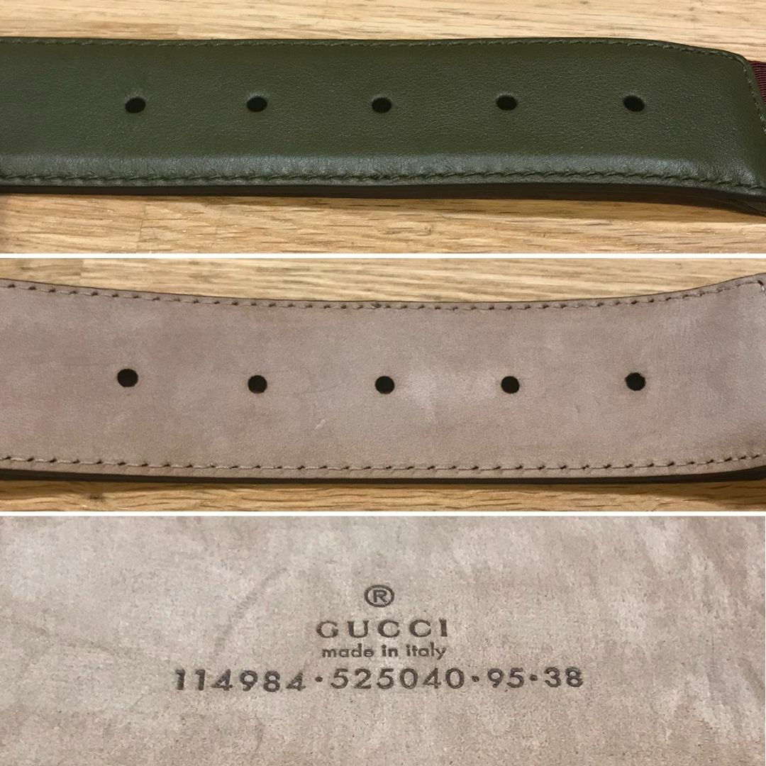 Gucci(グッチ)の新品同様 グッチ インターロッキングG ベルト メンズ カーキ 38 95cm レディースのファッション小物(ベルト)の商品写真