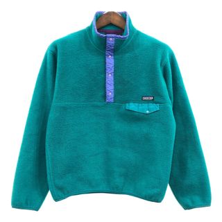 パタゴニア(patagonia)の90年代 USA製 patagonia パタゴニア スナップT フリースジャケット アウトドア エメラルドグリーン (メンズ M) 中古 古着 Q5845(その他)