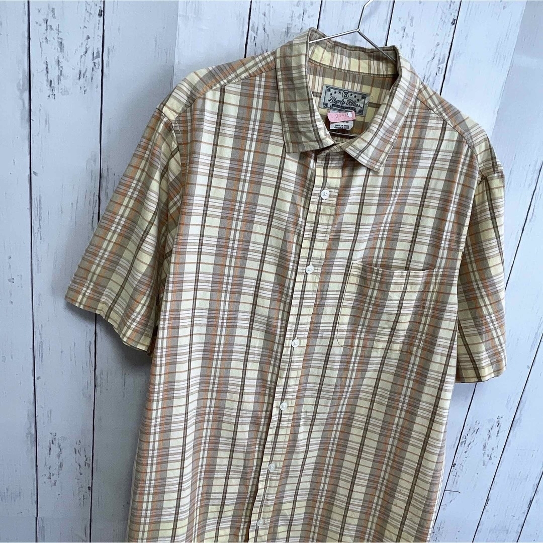 VINTAGE(ヴィンテージ)のUSA古着　90s　半袖シャツ　チェック柄　ベージュ　コットン　Vintage メンズのトップス(シャツ)の商品写真