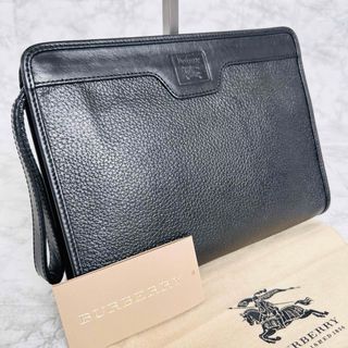 バーバリー(BURBERRY)の【美品】　バーバリーズ　クラッチバッグ　セカンドバッグ　ノバチェック　レザー　黒(セカンドバッグ/クラッチバッグ)