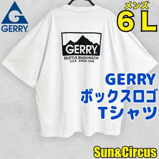 ジェリー(GERRY)のメンズ大きいサイズ6L GERRY マウンテンボックスロゴ 半袖Tシャツ 白(Tシャツ/カットソー(半袖/袖なし))