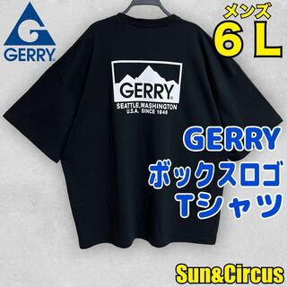 メンズ大きいサイズ6L GERRY マウンテンボックスロゴ 半袖Tシャツ 黒