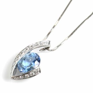 POLA ポーラ Pt900プラチナ ネックレス アクアマリン1.40ct ダイヤモンド0.20ct 10.8g 38.5～43.5cm レディース【中古】