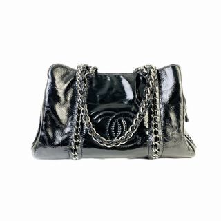 シャネル(CHANEL)のCHANEL シャネル ココマーク チェーンショルダー エナメル／パテントレザー ハンドバッグ ブラック A-2570(ハンドバッグ)