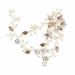 Doyime ヘッドドレス ウェディング 花嫁 髪飾り パール ライン ストーン(その他)