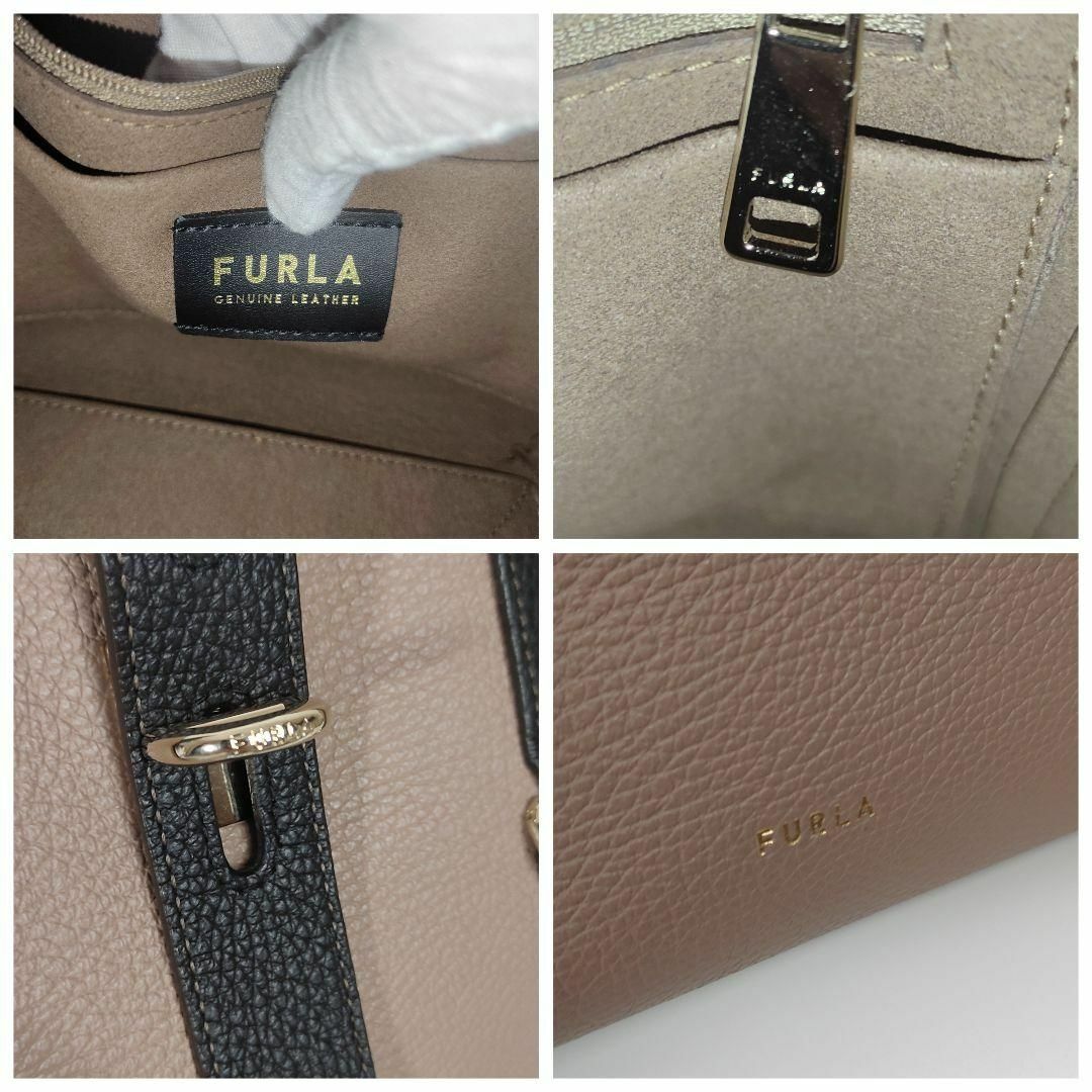 Furla(フルラ)の美品 FURLA フルラ ネット M トートバッグ シボ革 バイカラー ブラウン レディースのバッグ(トートバッグ)の商品写真