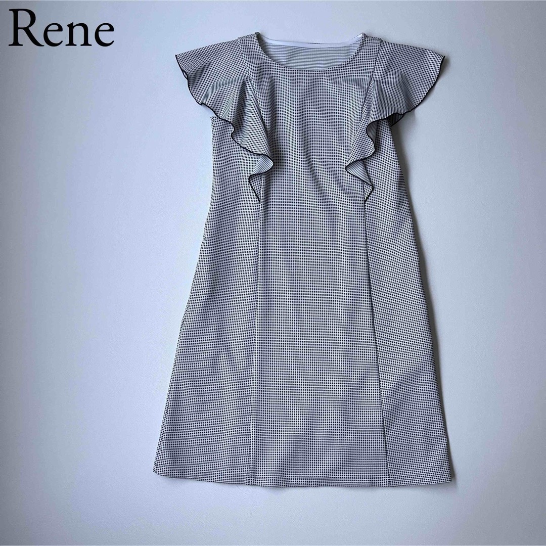 René(ルネ)の美品　Rene ルネ　ラッフルワンピース　ドレス　サイズ34 レディースのワンピース(ひざ丈ワンピース)の商品写真