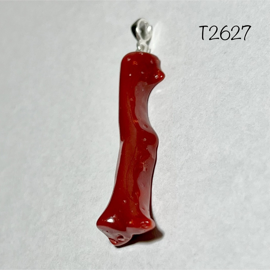 天然石 国産 血赤珊瑚 ペンダントトップ2 レディースのアクセサリー(ネックレス)の商品写真