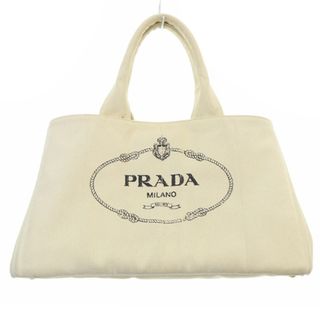 PRADA - プラダ カナパL キャンバス トートバッグ ハンドバッグ 白 ホワイト