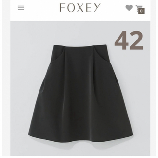 フォクシー(FOXEY)の♡極美品♡ FOXEY 希少 42 イリプスフレアー スカート ブラック 黒(ひざ丈スカート)