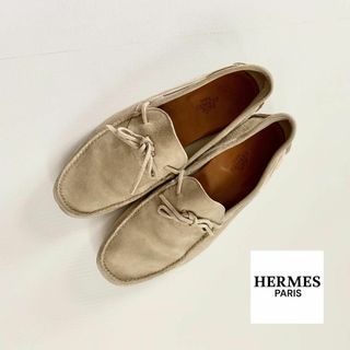 エルメス(Hermes)の美品『エルメス』スエード レザー ローファー シューズ ベージュ 40 2.55(ブーツ)