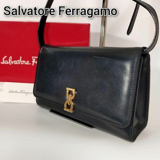 サルヴァトーレフェラガモ(Salvatore Ferragamo)の良品 サルヴァトーレフェラガモ ショルダーバッグ ガンチーニ ダークネイビー(ショルダーバッグ)