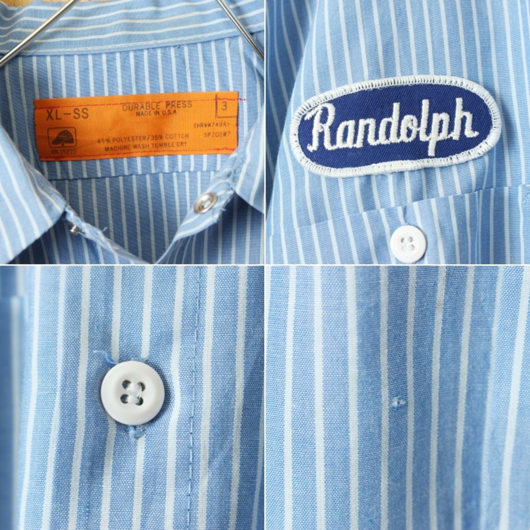 Wrangler(ラングラー)のUSA製REDKAPワッペンストライプワークシャツ ブルーXL ss95 メンズのトップス(シャツ)の商品写真