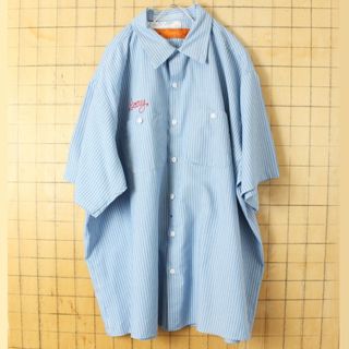 ラングラー(Wrangler)のビッグサイズ レッドキャップストライプ ワーク シャツ ブルーXXL ss96(シャツ)