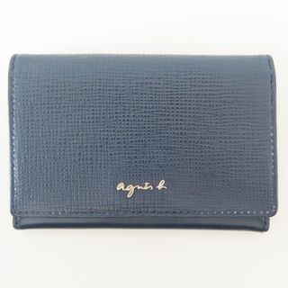 アニエスベー(agnes b.)のM05 agnes b. アニエスベー ホック式 二つ折り レザー 名刺入れ カードケース ネイビー(名刺入れ/定期入れ)