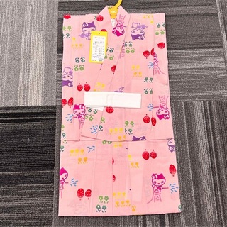 子供浴衣　女の子浴衣　綿浴衣　ピンク　レトロ　ピンク　100cm 3〜4歳(甚平/浴衣)