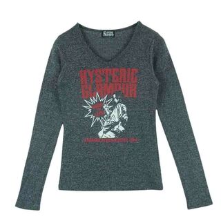HYSTERIC GLAMOUR - HYSTERIC GLAMOUR ヒステリックグラマー 01181CL06 BORN TO LOSE ガール プリント 長袖 Tシャツ グレー系 FREE【中古】