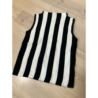 美品 ノースリーブ白黒ストライプニット(ニット/セーター)