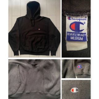 チャンピオン(Champion)の美品 90s champion reverse weave black USA製(パーカー)