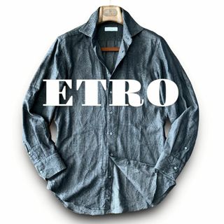 エトロ(ETRO)のC16 美品 鮮やか シャドーペイズリー 39『エトロ』長袖 シャツ グレー(Tシャツ/カットソー(七分/長袖))