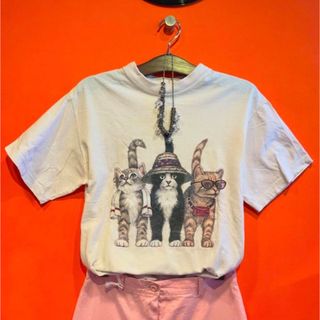 ヴィンテージ　古着　ネコ Tシャツ(Tシャツ(半袖/袖なし))