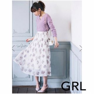 【美品】GRL グレイル フラワーシフォンプリーツスカート