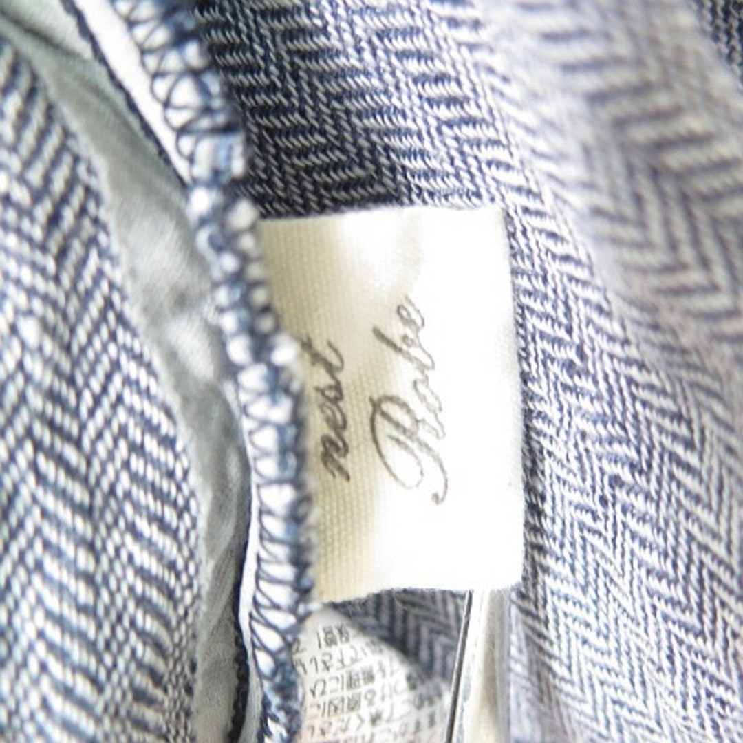 ネストローブ ロング リネン カーディガン ヘリンボーン ブルー  レディースのトップス(カーディガン)の商品写真
