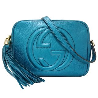 グッチ(Gucci)のグッチ GUCCI バッグ レディース ブランド ソーホー ショルダーバッグ  レザー メタリックブルー ターコイズブルー 308364 小さめ コンパクト 斜めがけ 肩がけ おしゃれ 青系 【中古】(ショルダーバッグ)