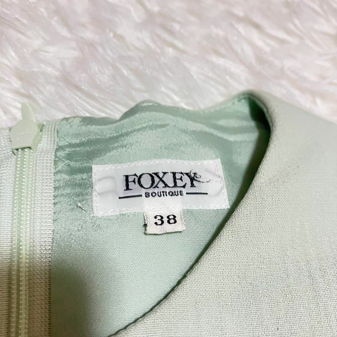 FOXEY(フォクシー)の美品 フォクシー ワンピース ノースリーブ 膝丈 ミントグリーン 38 M レディースのワンピース(ロングワンピース/マキシワンピース)の商品写真