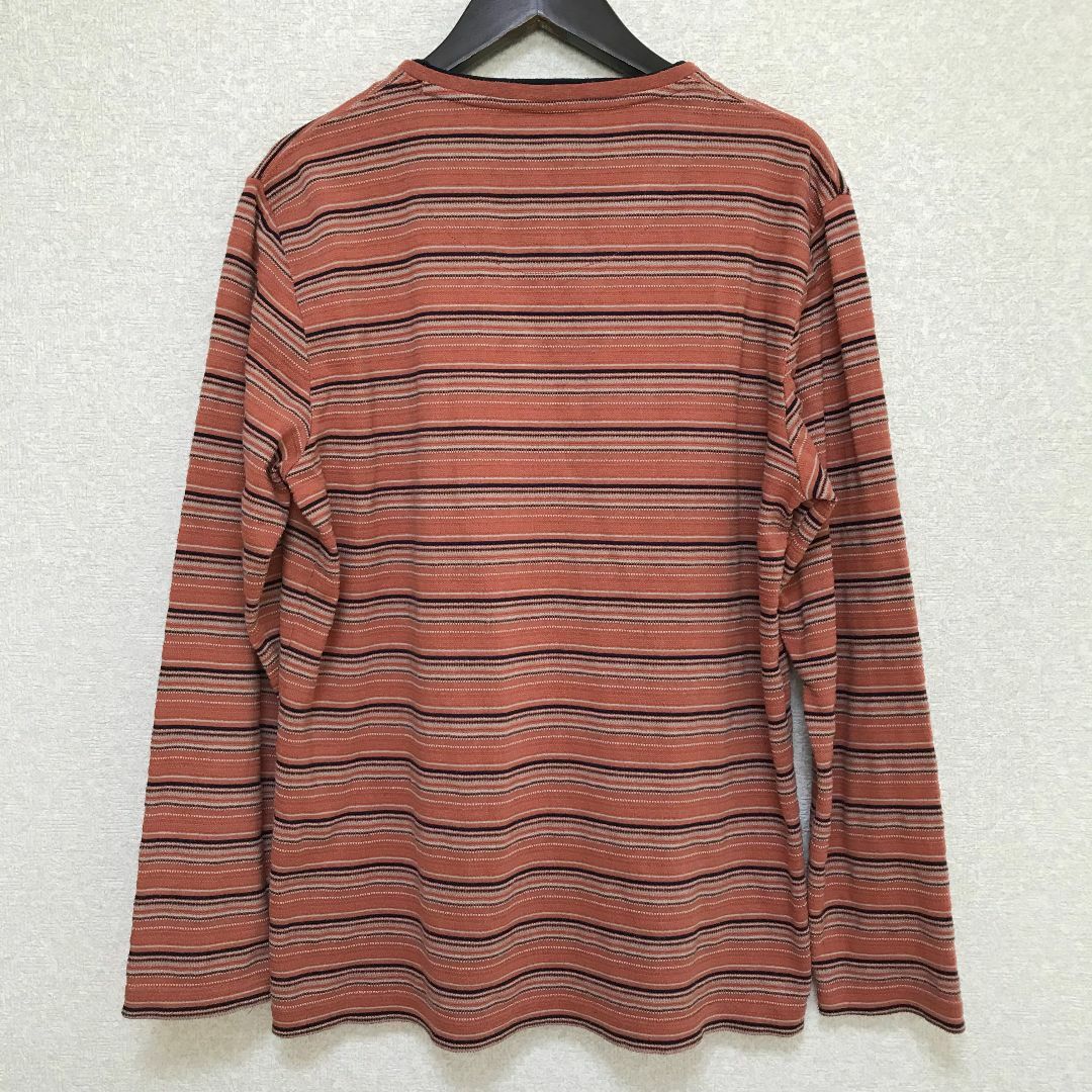 【美品】山本 寛斎 長袖カットソー M オレンジ系 ボーダー 秋冬 ✓2445 メンズのトップス(Tシャツ/カットソー(七分/長袖))の商品写真