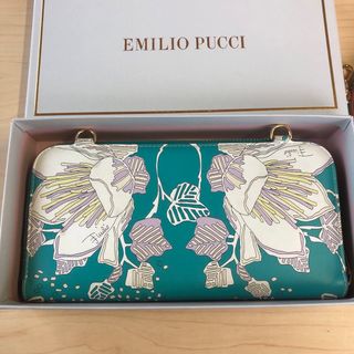 エミリオプッチ(EMILIO PUCCI)のエミリオプッチ　ショルダーウォレット　長財布　グリーン　ショルダー付き　箱あり(財布)