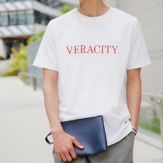 GLOBAL WORK - 【M】プリント シンプル Tシャツ ホワイト レッド