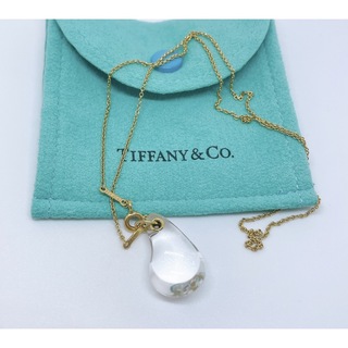 Tiffany & Co. - 鑑定済✨ティファニー　ティアドロップクリスタルゴールドネックレス750