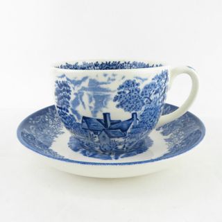 ウェッジウッド(WEDGWOOD)の美品 WEDGWOOD ウェッジウッド ロマンティックイングランド カップ＆ソーサー ティー コーヒー 白 青 英国 SU6820S (グラス/カップ)