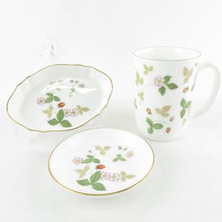 ウェッジウッド(WEDGWOOD)のWEDGWOOD ウェッジウッド ワイルドストロベリー マグカップ トレイ 3点 セット ビーカー 10cmプレート トレー 丸皿 SU6848T (グラス/カップ)