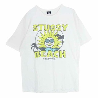 STUSSY - STUSSY ステューシー Ｔシャツ BEACH ビーチ プリント Tシャツ　 ホワイト系 XL【中古】