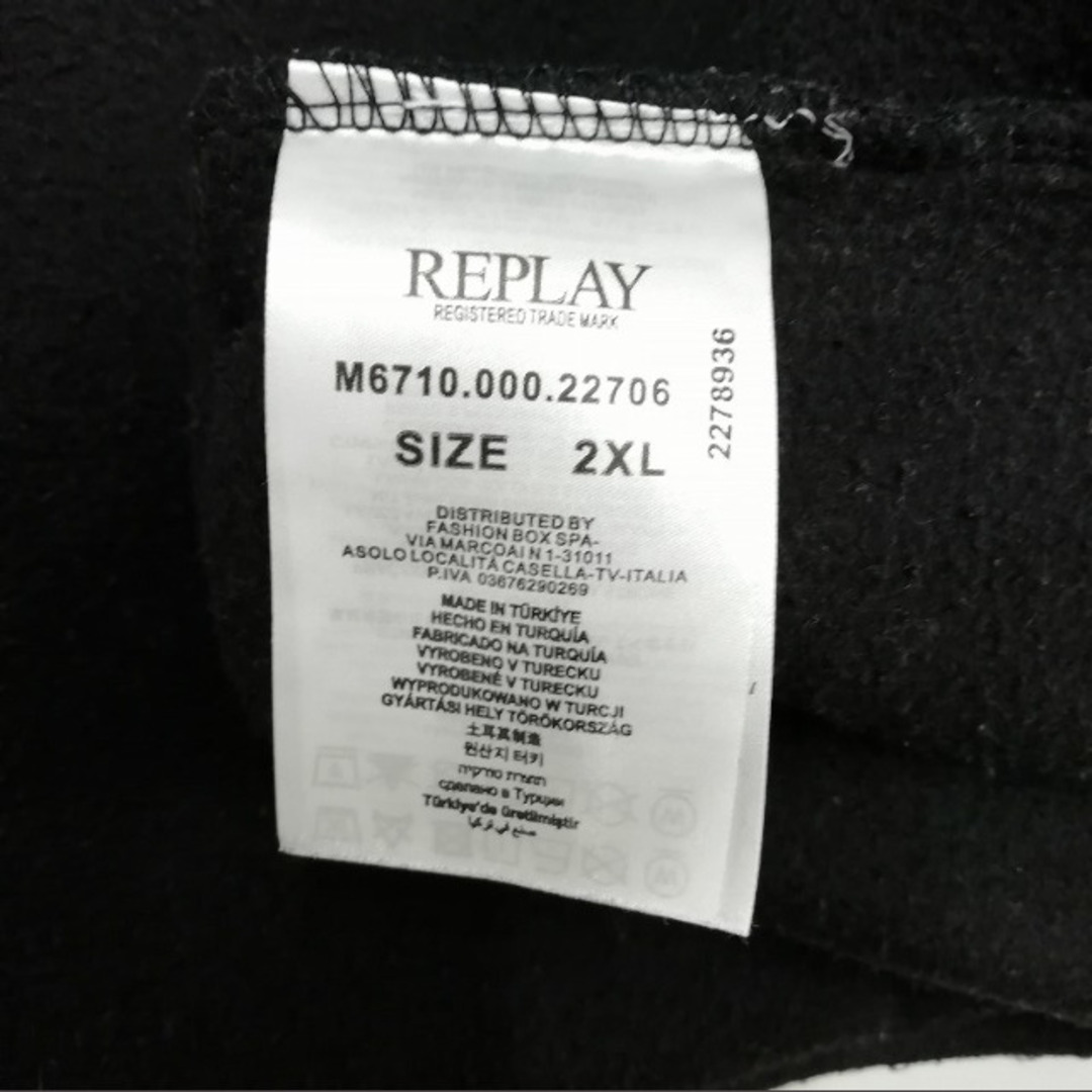 Replay(リプレイ)の美品 ボンディッドフリースフーディーパーカー  2XLブラック メンズのトップス(パーカー)の商品写真