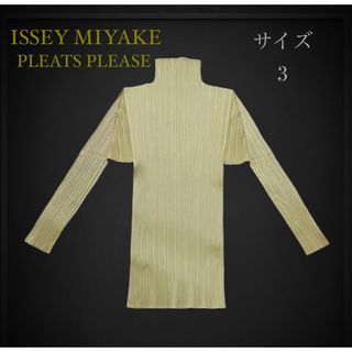 プリーツプリーズイッセイミヤケ(PLEATS PLEASE ISSEY MIYAKE)のイッセイミヤケ　 プリーツプリーズ　アコーディオンプリーツブラウス　L ゴールド(シャツ/ブラウス(長袖/七分))