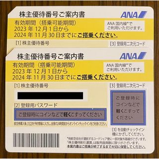 エーエヌエー(ゼンニッポンクウユ)(ANA(全日本空輸))のANA 株主優待券 2枚 2024年11月30日まで(その他)