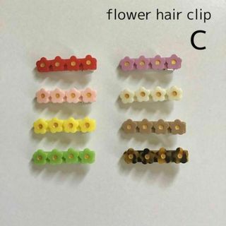 フラワーヘアクリップ【c】①レッド　韓国子供服　ヘアピン　女の子(その他)