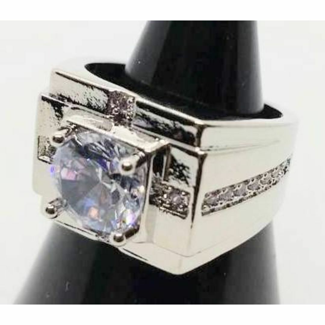 【１１号】スクエア　ラインストーン　リング　キュービック　指輪　ロック　パンク メンズのアクセサリー(リング(指輪))の商品写真