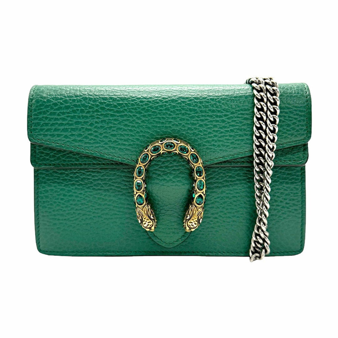 GUCCI - グッチ GUCCI 斜め掛けショルダーバッグ ディオニュソス レザー/メタル グリーン レディース 476432 送料無料【中古】 z1068
