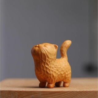 木彫りの子ネコインテリア置物インテリア雑貨インテリア小物工芸品手彫り彫刻品猫(置物)