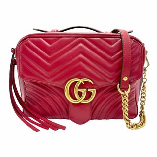 グッチ(Gucci)のグッチ GUCCI ショルダーバッグ GGマーモント レザー レッド レディース 498100 送料無料【中古】 z1087(ショルダーバッグ)