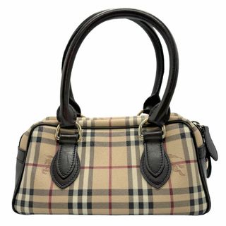 バーバリー(BURBERRY)のバーバリー BURBERRY ハンドバッグ PVCコーティングキャンバス/レザー ブラウン×ベージュ レディース 送料無料【中古】 z1074(ハンドバッグ)