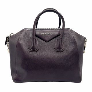 ジバンシィ GIVENCHY ハンドバッグ ショルダーバッグ アンティゴナ レザー ダークパープル シルバー レディース 送料無料【中古】 z1090